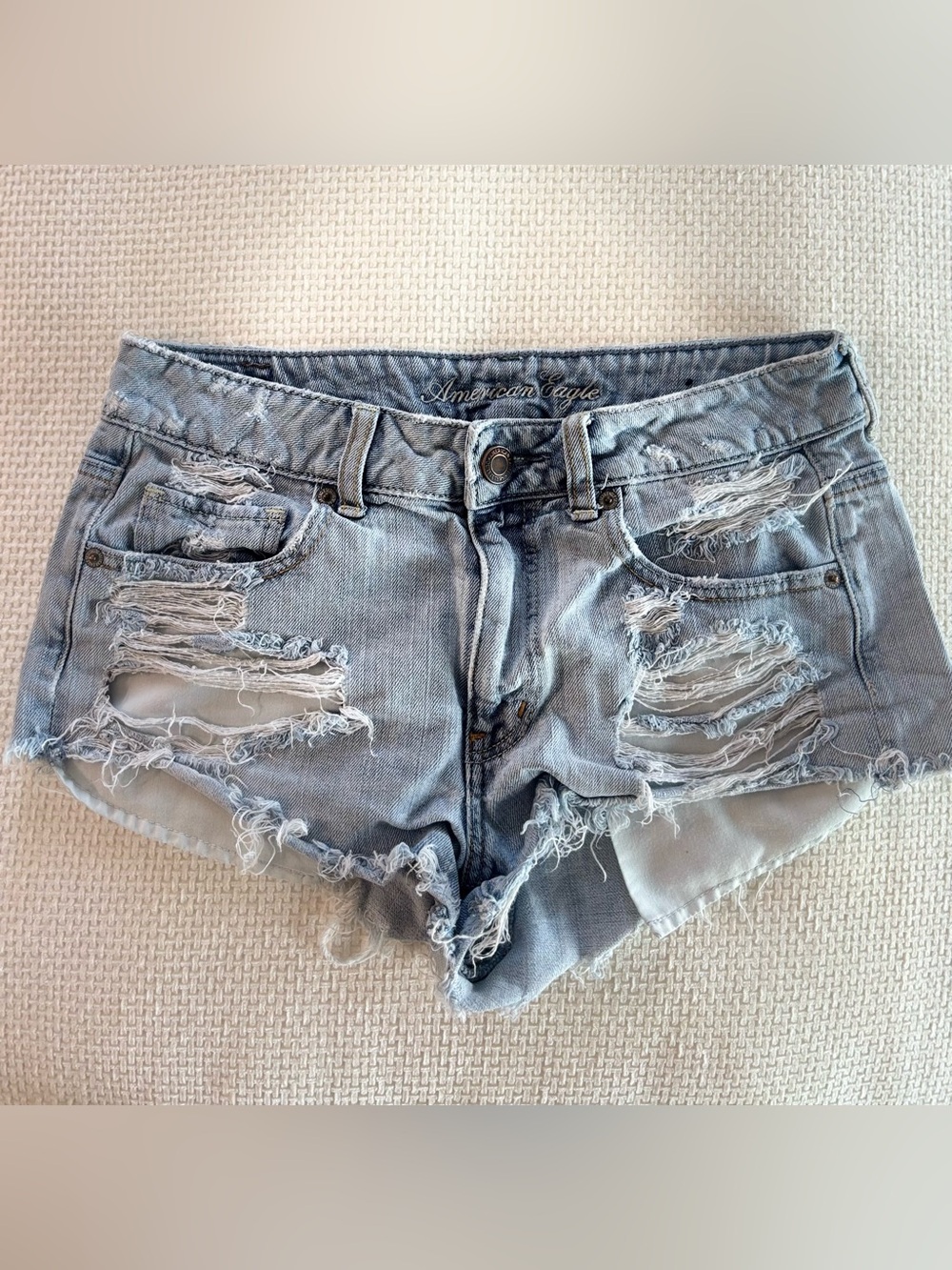 American Eagle Outfitters Light Wash Distressed Denim Cutoff Shorts